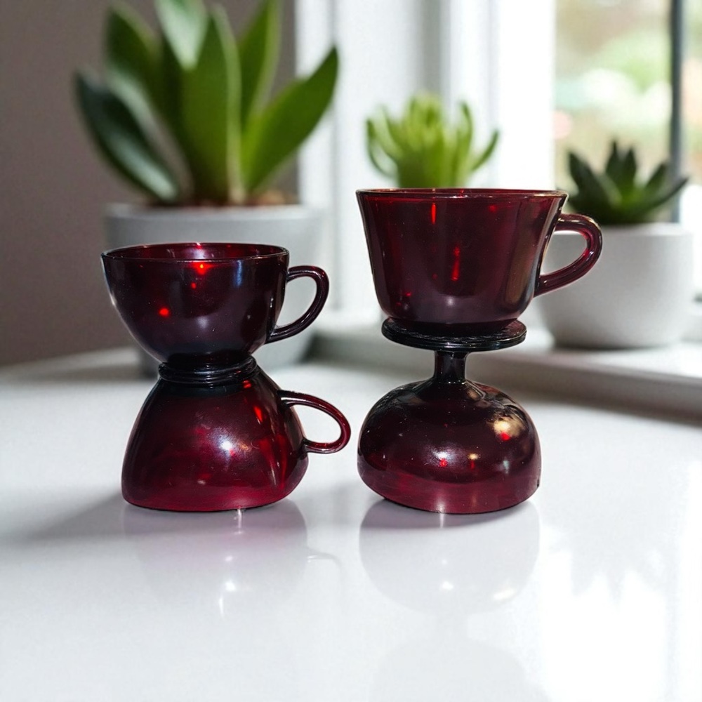 Vintage Set Anchor Hocking Ruby Red Cups